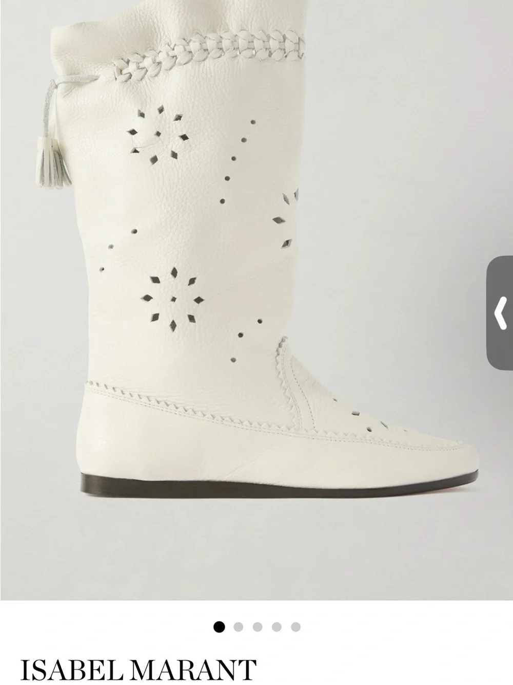 Isabel Marant Welky Chalk Leather Cutout Boots Size 38